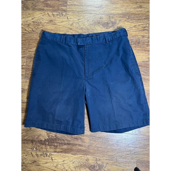 Greg Norman Mens Shorts 40 Navy Blue Flat Front- 100% Cotton - Picture 1 of 6